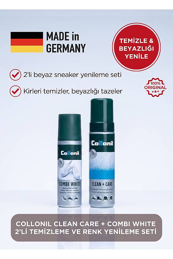 Tuna Collonil Clean Care XL 200 ml + Combi White 100 ml – 2’li Beyaz Sneaker Temizleme ve Renk Yenileme Seti - 1