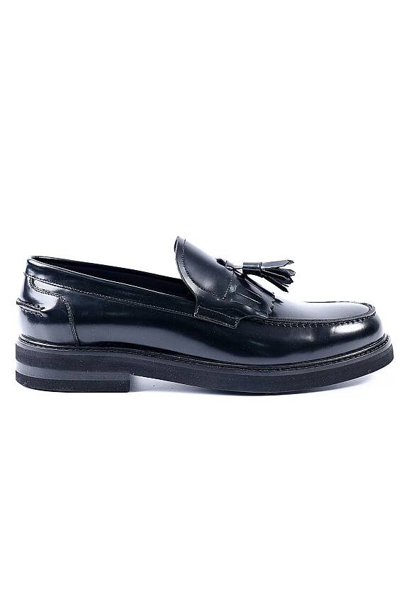 Tuna Siyah Hakiki Açma Deri Eva Taban Loafer Ayakkabı - Z1046 - 1